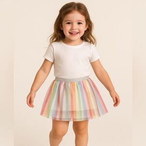 NEW 2T 3T 5T Girls Tulle Tutu Skirt Skort Multicolor Rainbow Shorts Dress up Fun